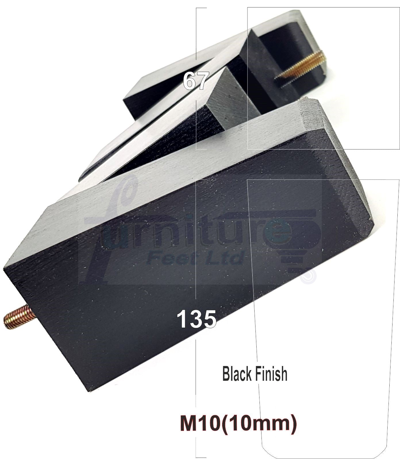 4x Block Wood Sofa Legs 135mm High Replacement Furniture Feet Chairs Cabinets M10 Thread	