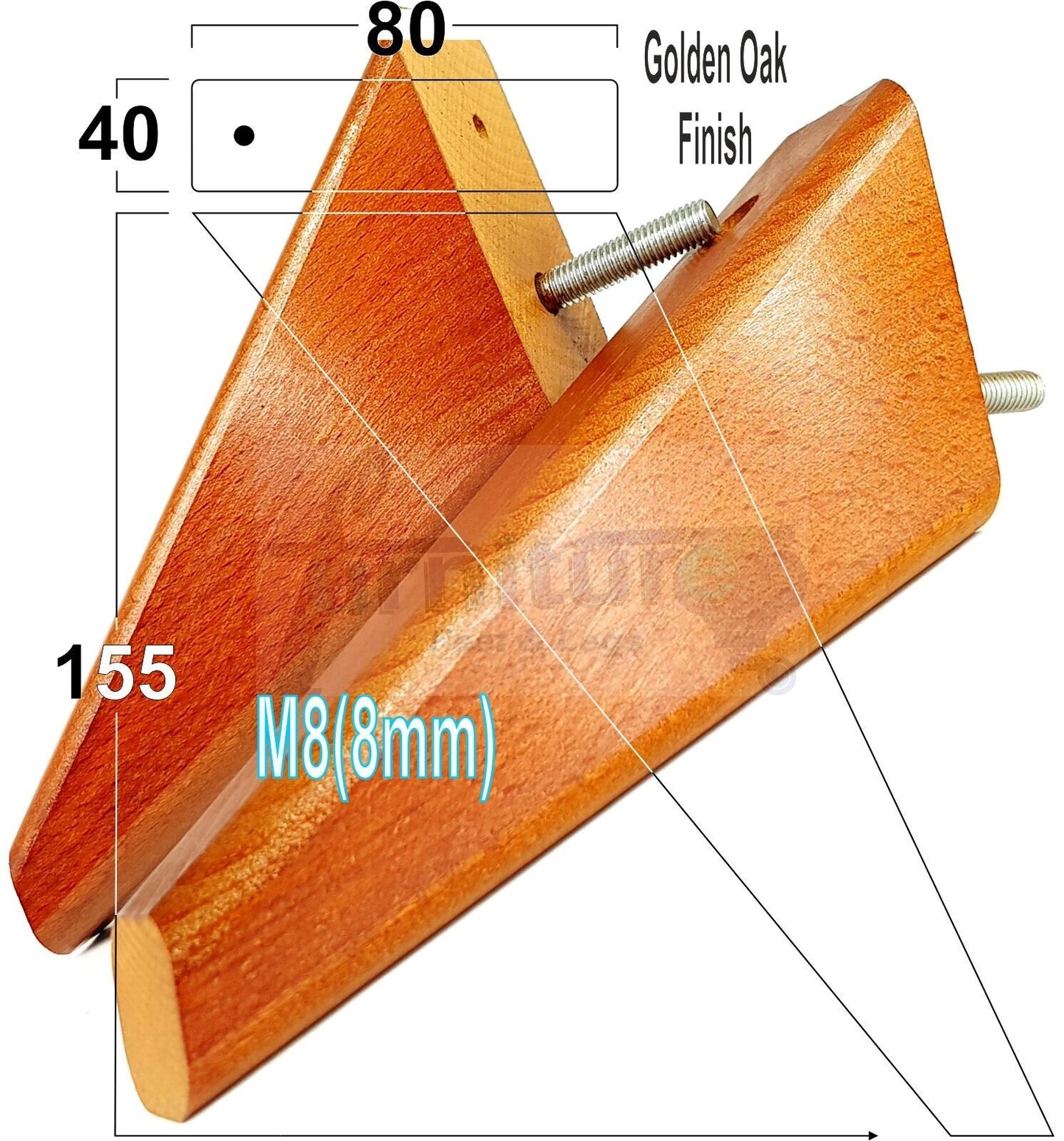 4 Replacement Tapered Feet 155mm High Wood Angled Furniture Legs 6 Inches Tall Chairs Stools Sofa's Beds Settee Cabinets M8