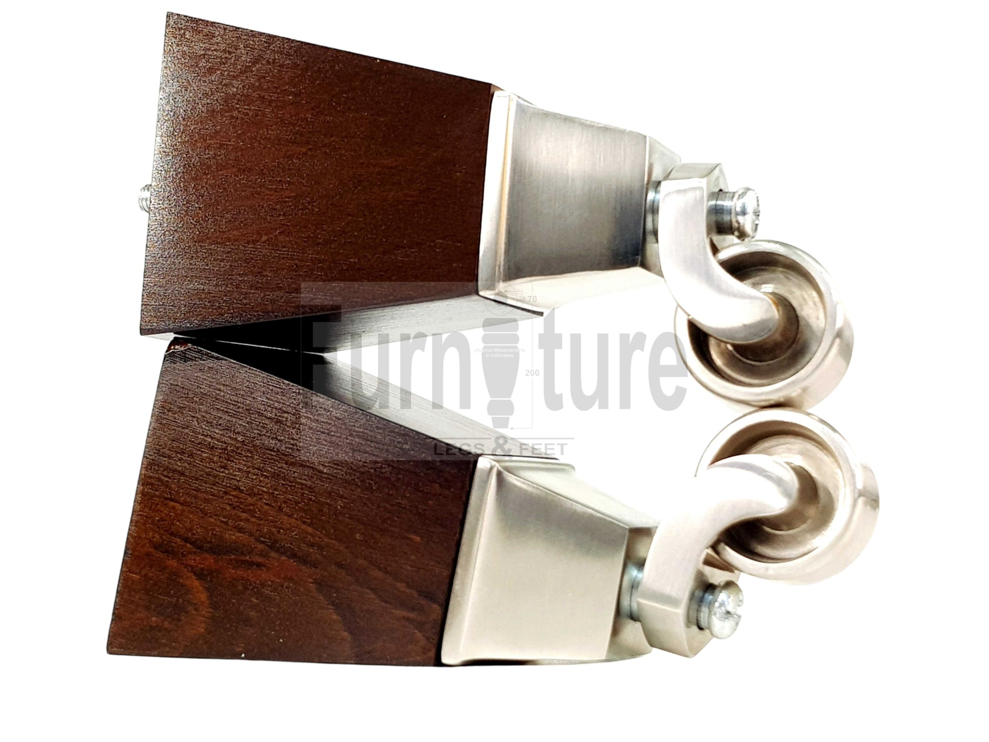 4x Block Wood Furniture Legs With Castor 8mm Thread For Chairs Settees Sofa 150mm High