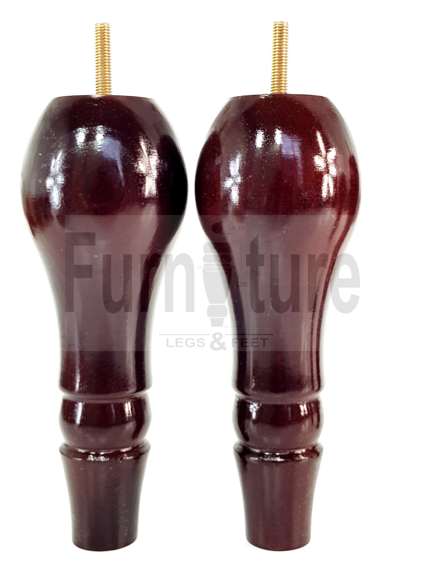 4x Solid Wood Turned Replacement M10 Thread Furniture Legs Sofa Chair Settee Feet 200mm