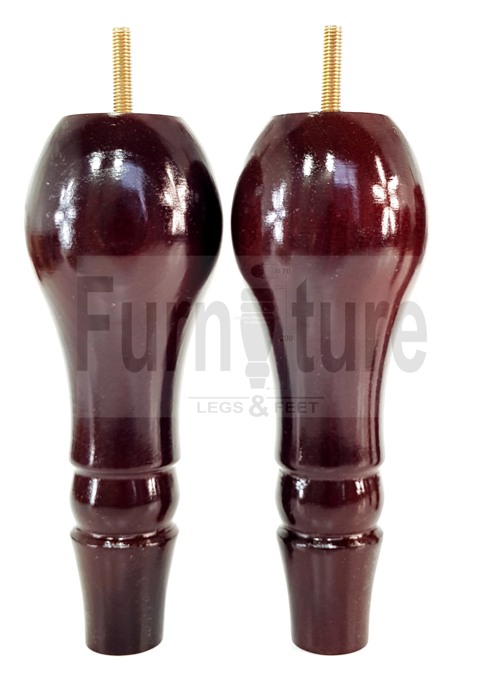 4x Solid Wood Turned Replacement M10 Thread Furniture Legs Sofa Chair Settee Feet 200mm