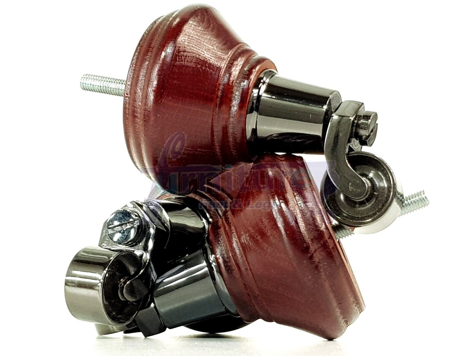 4x Mahogany Wooden Furniture Sofa Legs M8 With Castors Replacment Chair Settee Feet 115mm - 125mm High