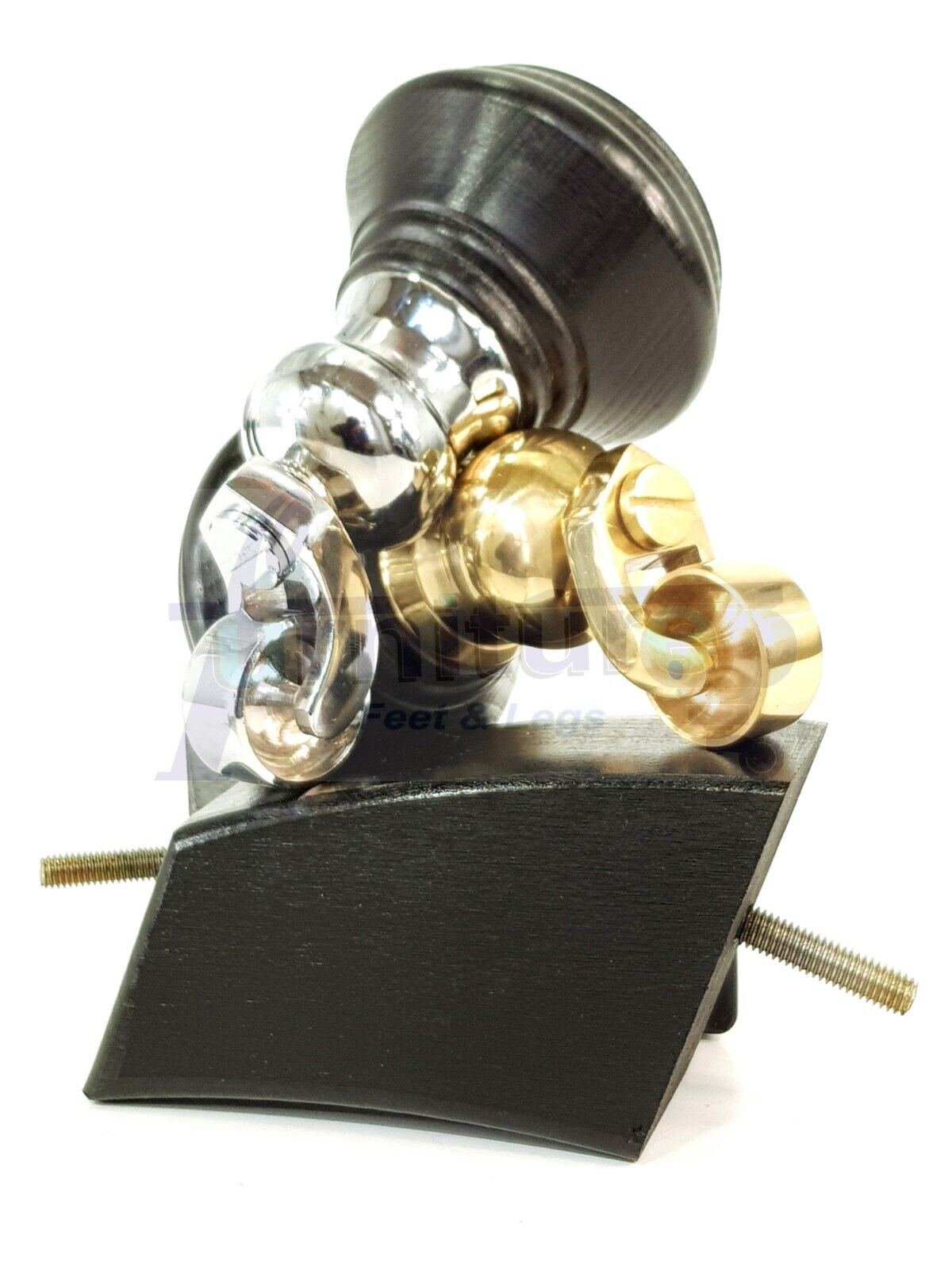 2 Black Wood Furniture Sofa Feet With Castor 125mm & 2 Curved Legs Chair Settee 100mm High M8