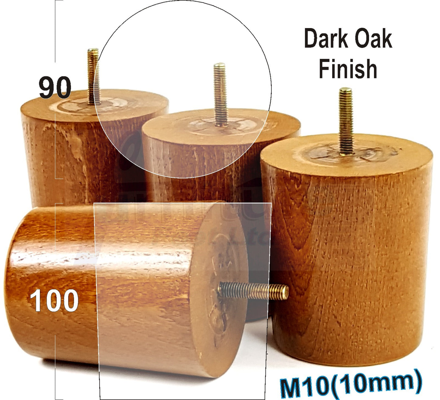 4x Turned Wood Furniture Legs Chair Sofa Bed M10 Replacement Settee Feet 100mm