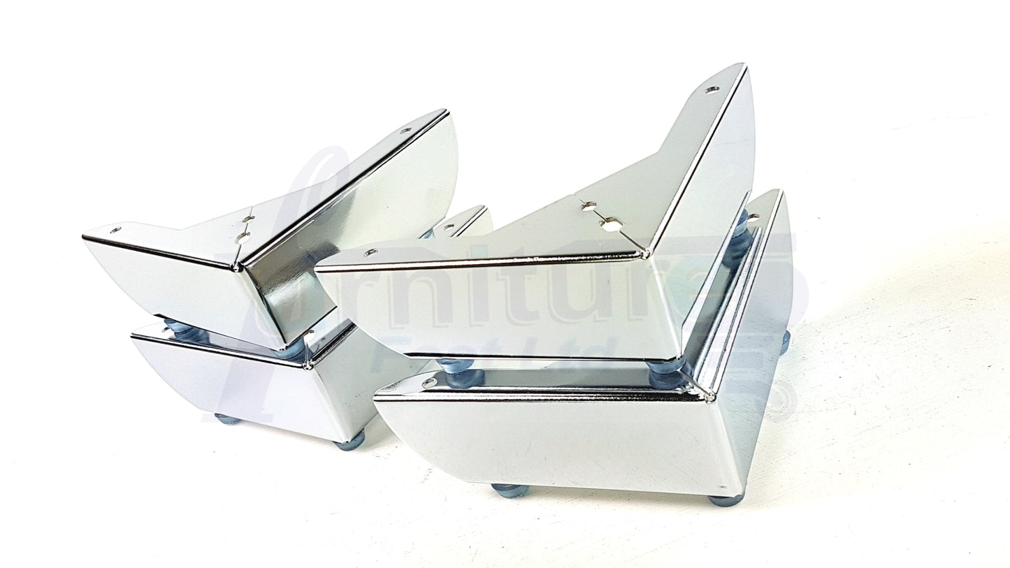 4x FURNITURE FEET METAL CHROME FURNITURE LEGS SOFAS CHAIRS STOOLS 50mm HIGH TSP2109 PreDrilled