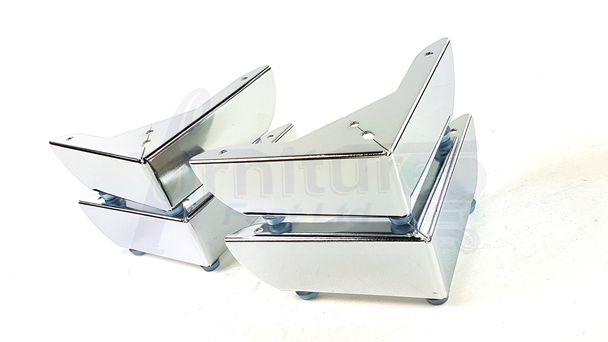 4x FURNITURE FEET METAL CHROME FURNITURE LEGS SOFAS CHAIRS STOOLS 50mm HIGH TSP2109 PreDrilled