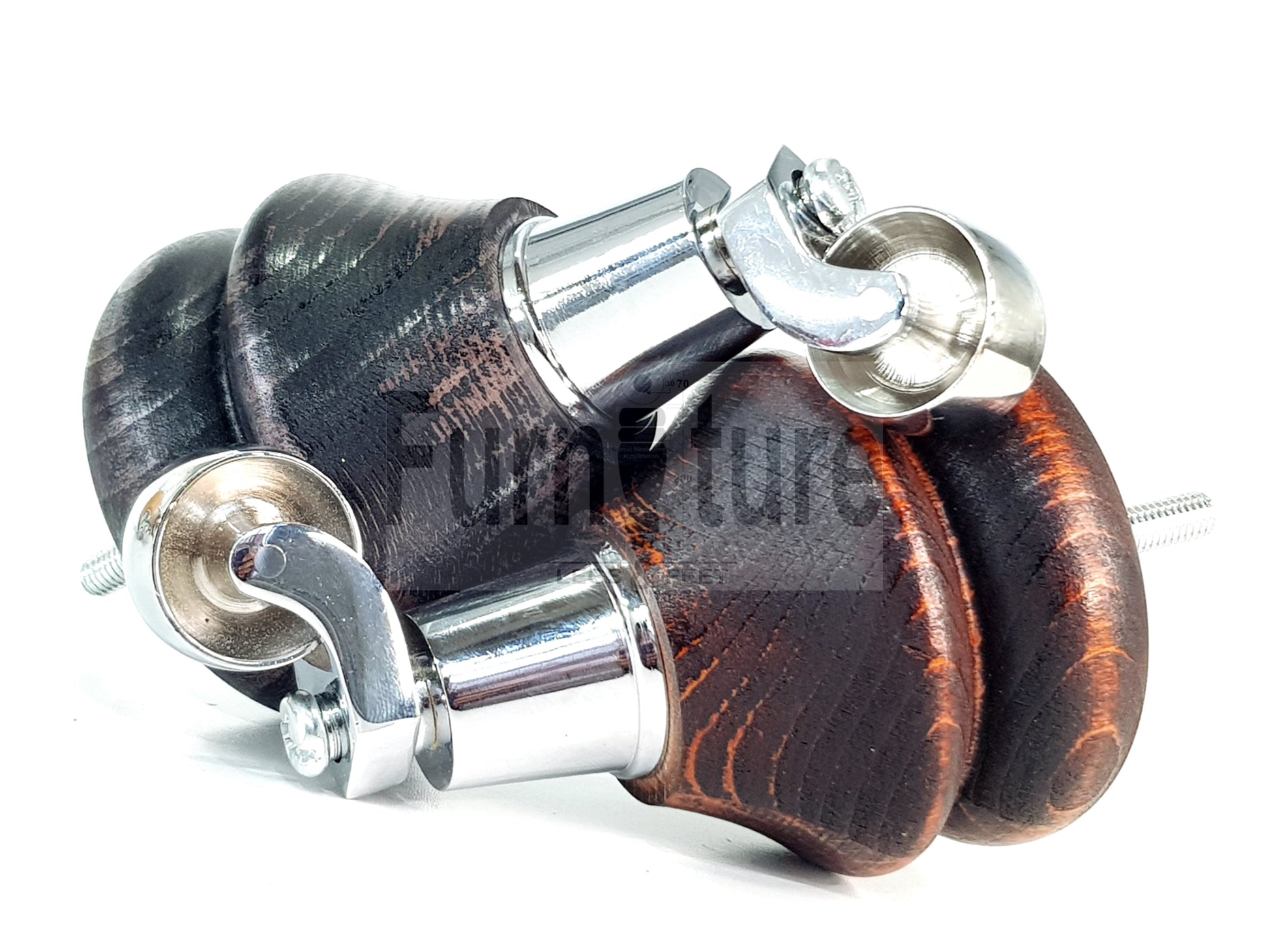 Set Of 4 Turned Furniture Wood Feet With Chrome Castors 140mm Sofas Chairs Settee Cabinets Beds M8(8mm)