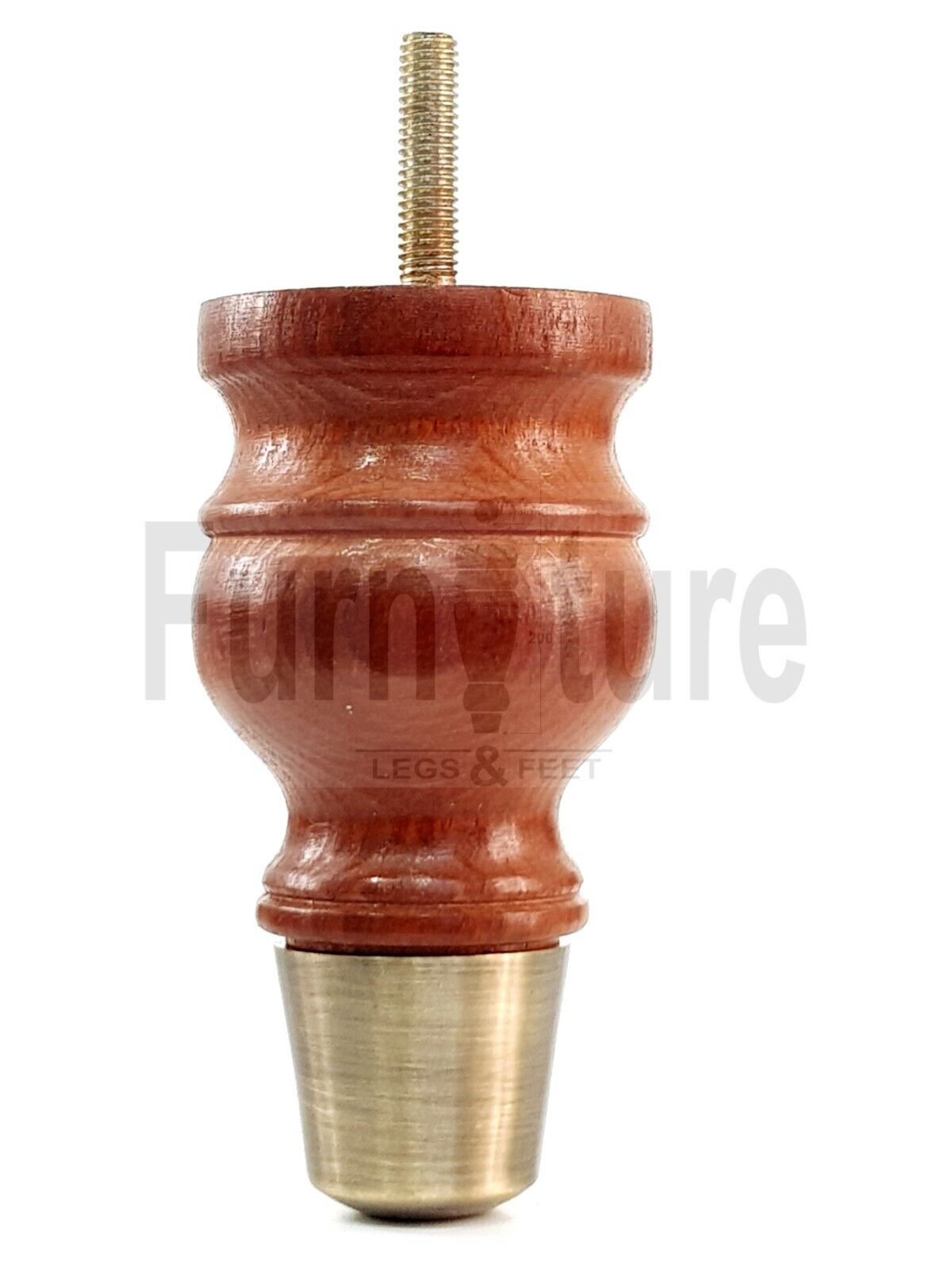 4x Turned Wood Furniture Feet Antique Brass Slipper Cup M8 Chair Sofa Settee Legs 110mm