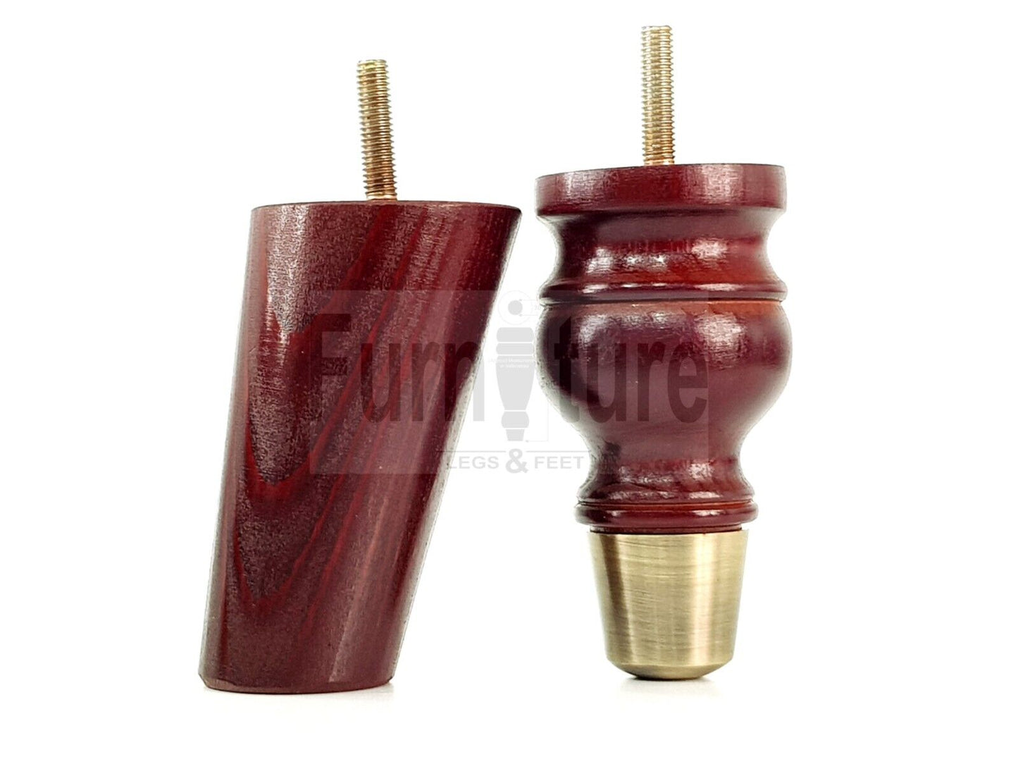 4x Wood Furniture Feet 2 With Brass Slipper Cup M8 Chair Sofa Settee Legs 110mm