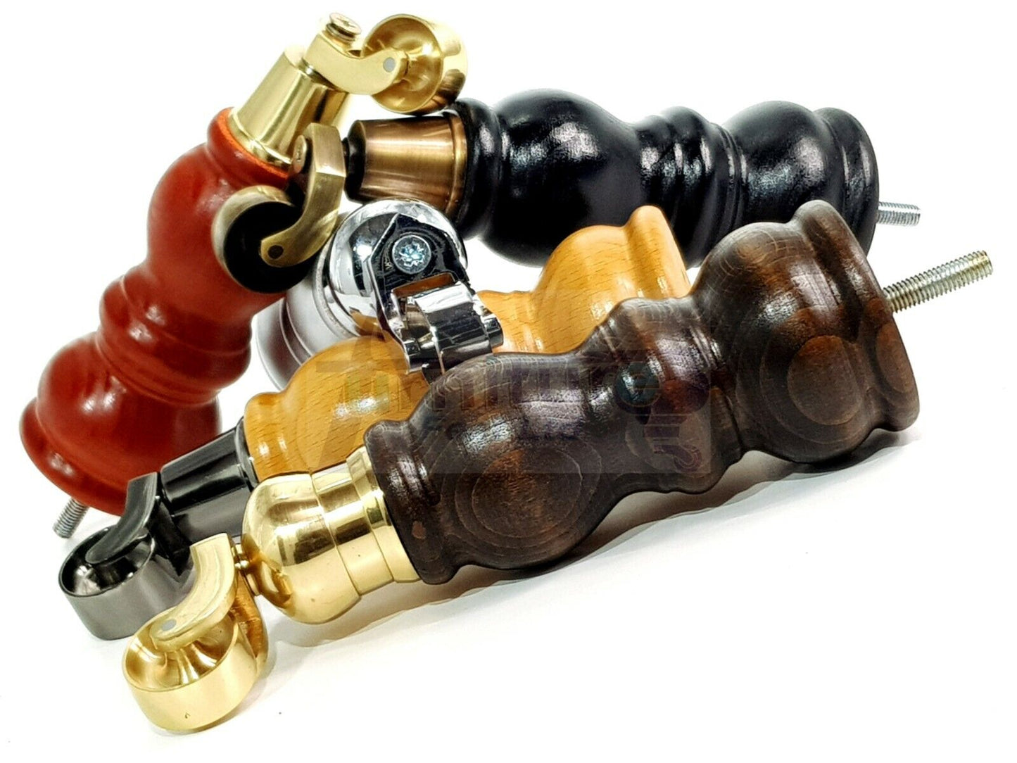 4x Furniture Feet With Castor 205mm High Legs Black Wood M8 Sofas Chairs Stools Cabinets 8 Inches Tall