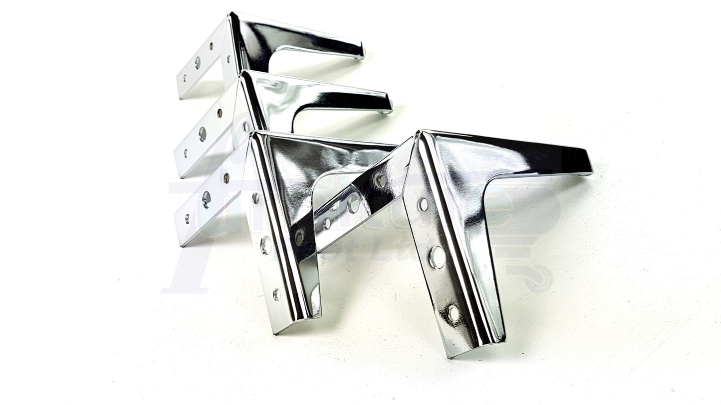 4x Metal Feet Silver Chrome Finished Furniture Metal Legs 150mm High For Sofa Chairs Stools Beds Cabinets Corner Furniture Leg Self Fixing