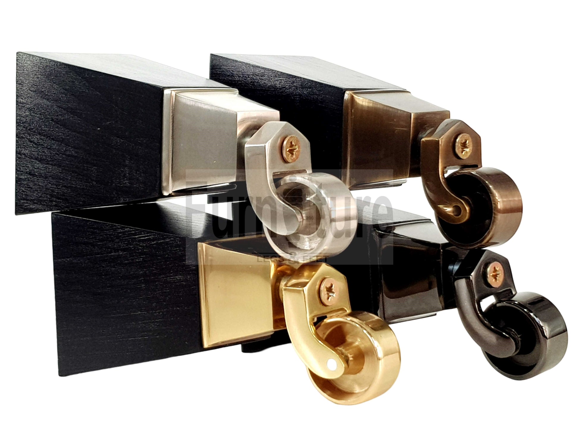 4x Block Wood With Castor Furniture Legs 8mm Thread For Chairs Settees Sofa 150mm