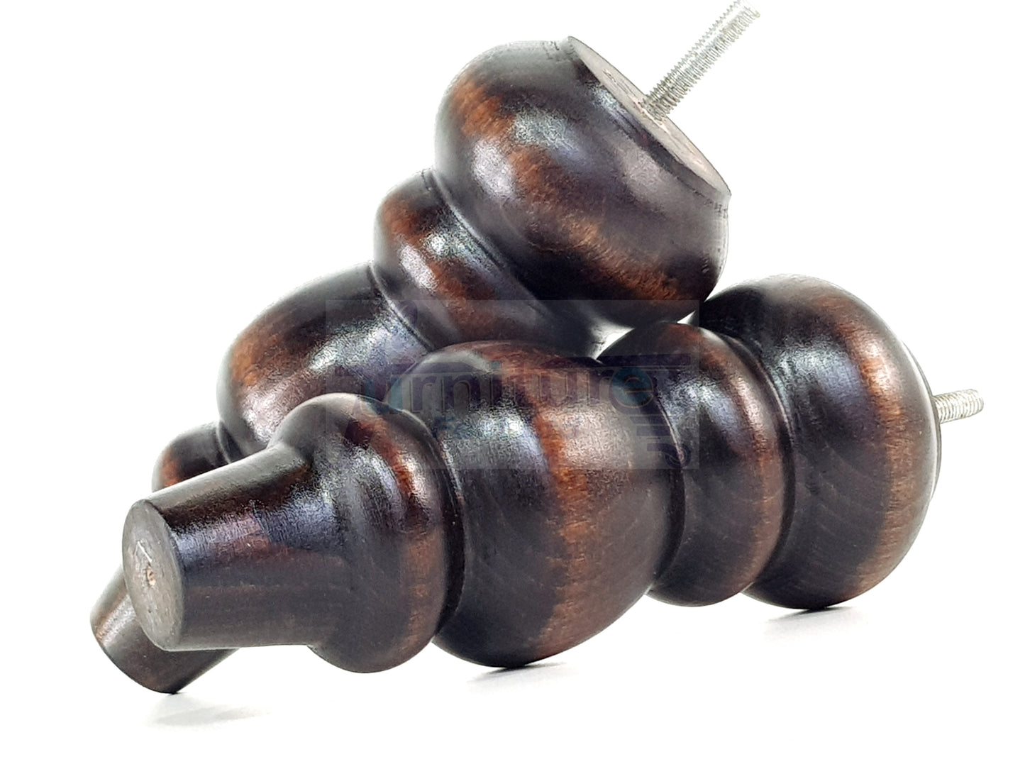 4 Solid Wood Furniture Legs Replacement Turned Feet 200mm High M8(8mm) Thread: Chestnut