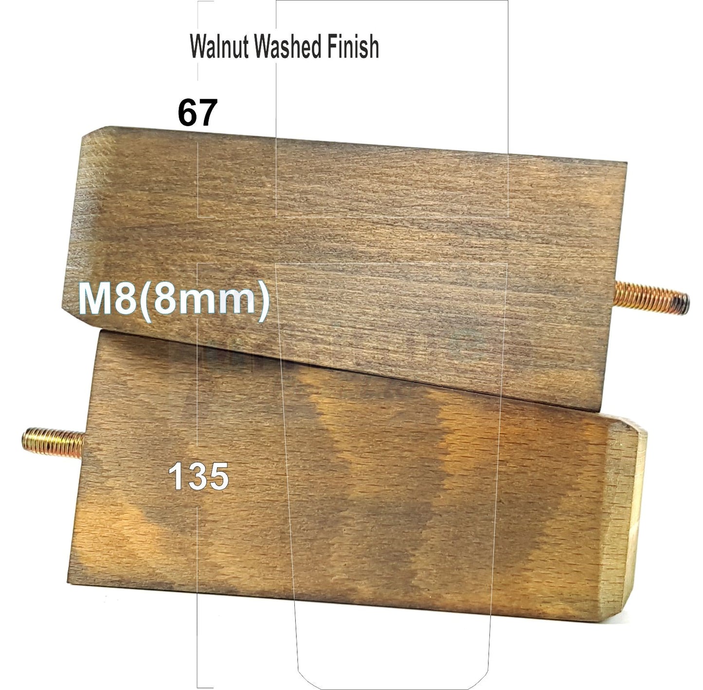 4x Block Wood Sofa Legs 135mm High Replacement Furniture Feet Chairs Cabinets M8(8mm)