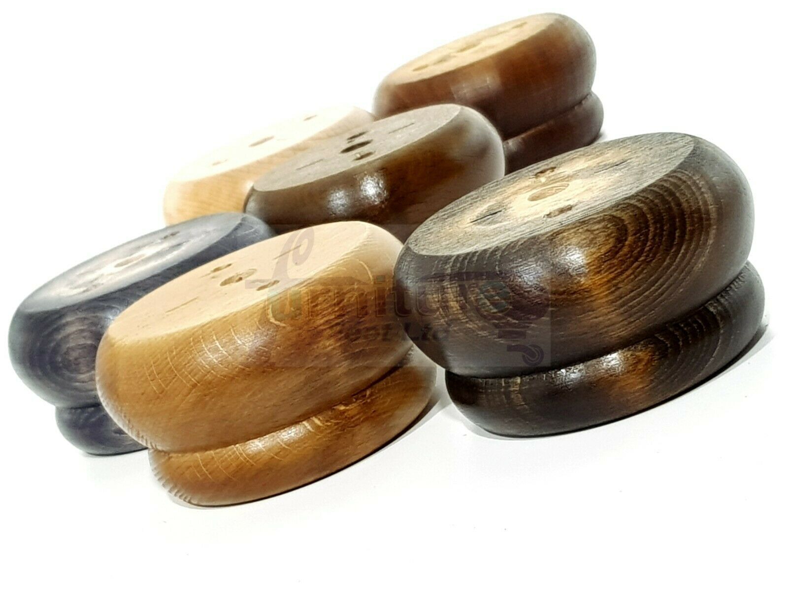 4 Turned Wood Furniture Legs Chair Sofa Stool Bed Replacement Bun Feet 50mm High