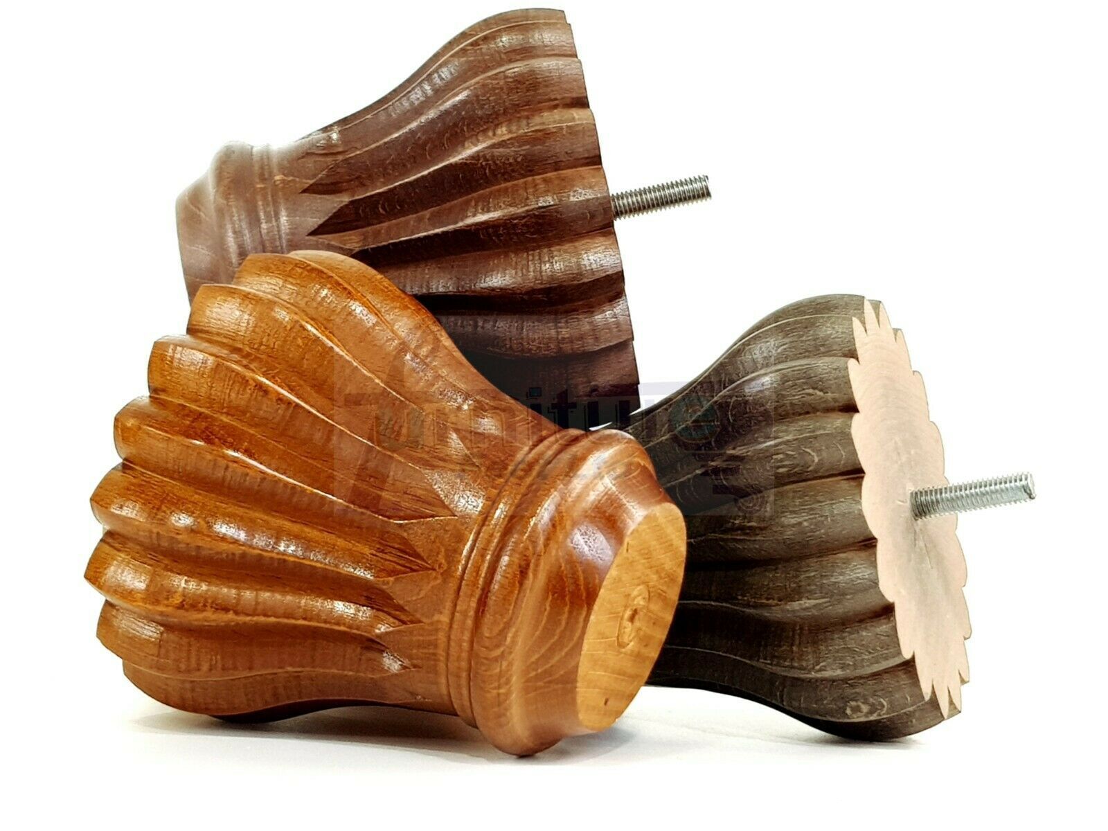 4 Grooved Replacement Furniture Bun Feet Multiple Colours Turned Wooden Legs 110mm High Settee Chairs Sofas Footstools Cabinets M8