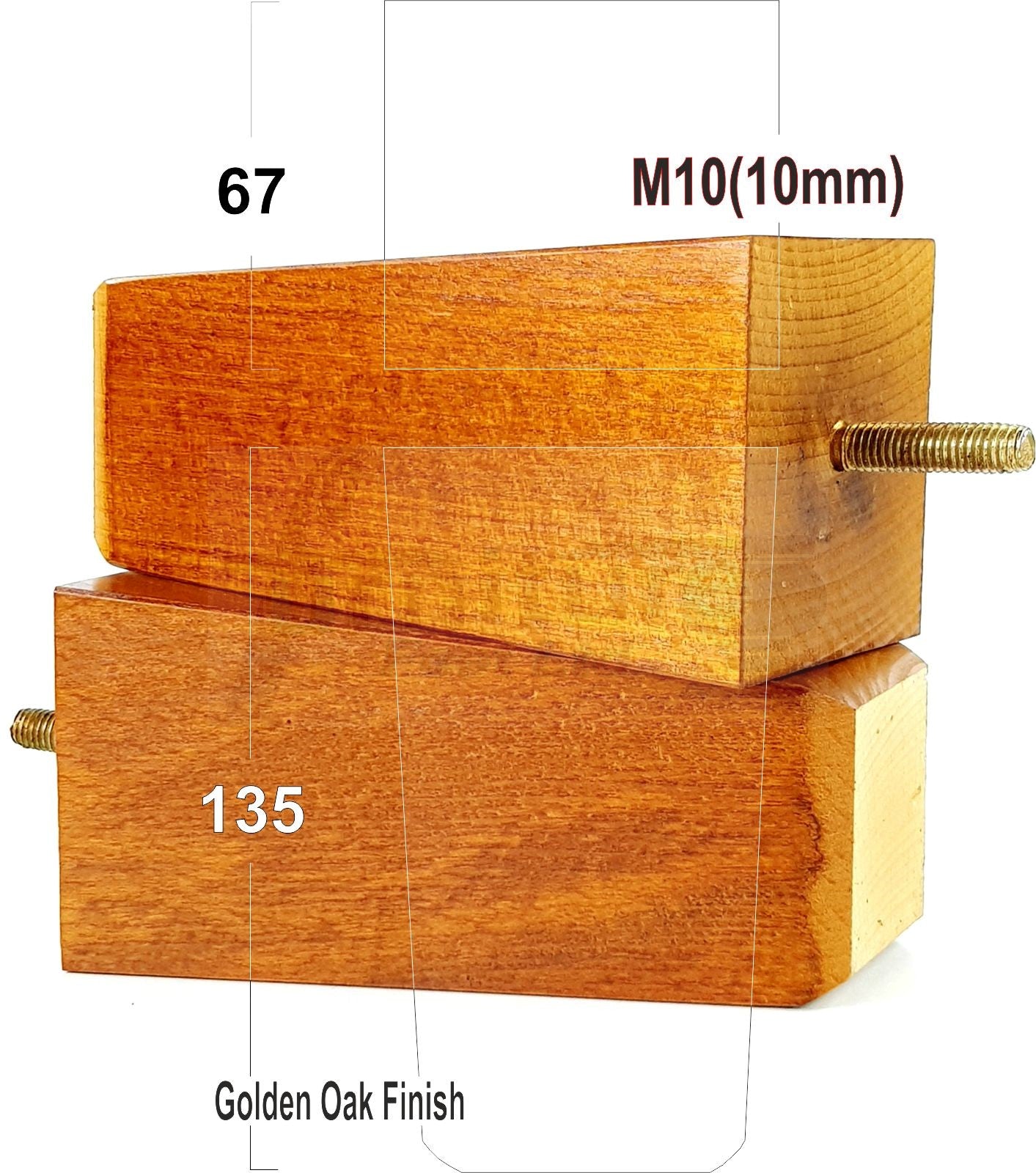4x Block Wood Sofa Legs 135mm High Replacement Furniture Feet Chairs Cabinets M10 Thread	