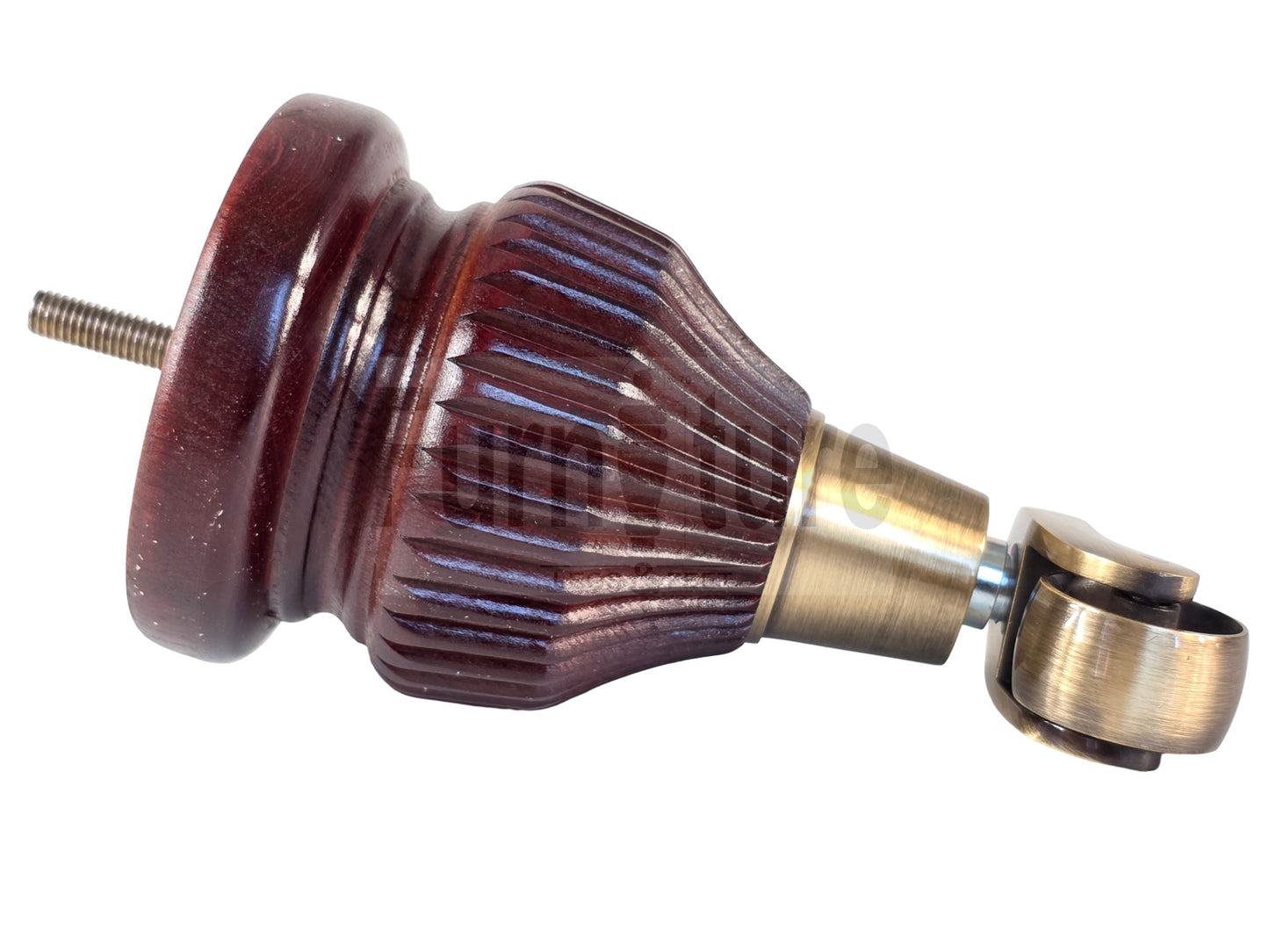 4 Wood Furniture Legs Replacement Feet 6 Inches with Castors 155mm High M8 Dowl Fixing - Mahogany Finish