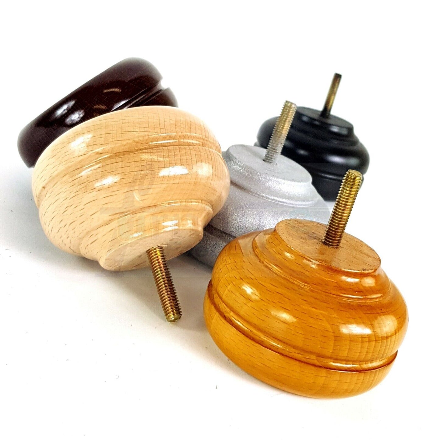 4 Wood Turned Replacement Furniture Legs Sofa, Chair, Settee Feet 55mm High M10 Thread