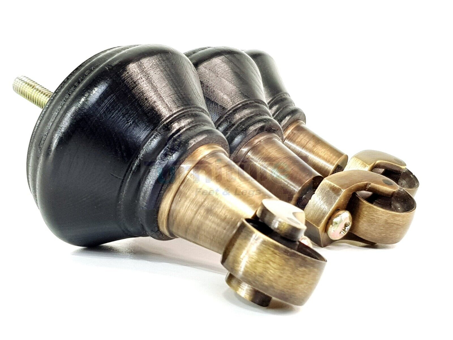 4x Black Wooden Furniture Sofa Legs M8 With Castors Replacment Chair Settee Feet 115mm - 125mm High