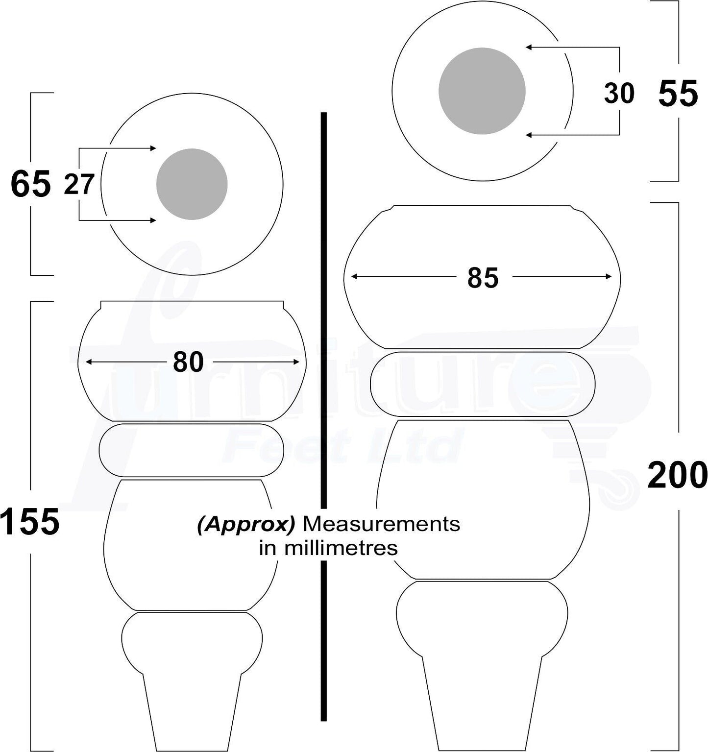 4 Solid Turned Wood Furniture Sofa Leg M8 Chair Settee Footstool Feet 155mm High