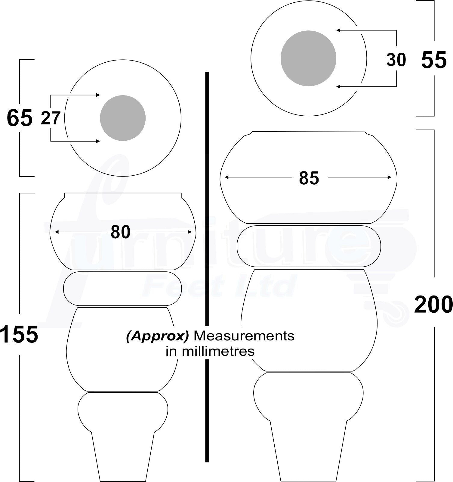 4 Solid Turned Wood Furniture Sofa Leg M8 Chair Settee Footstool Feet 155mm High