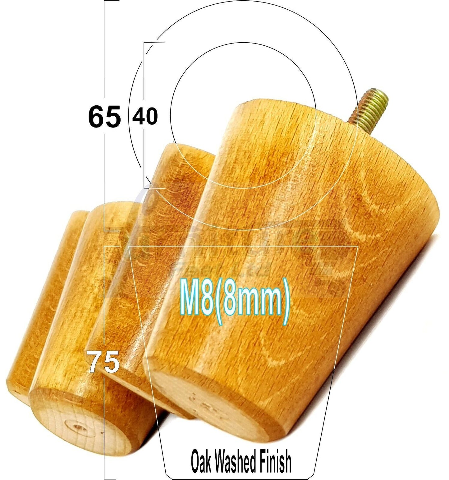 4x Solid Wood Turned Furniture Legs Replacement Bun Feet 75mm High Chairs Stools Sofa's Beds Settee M8