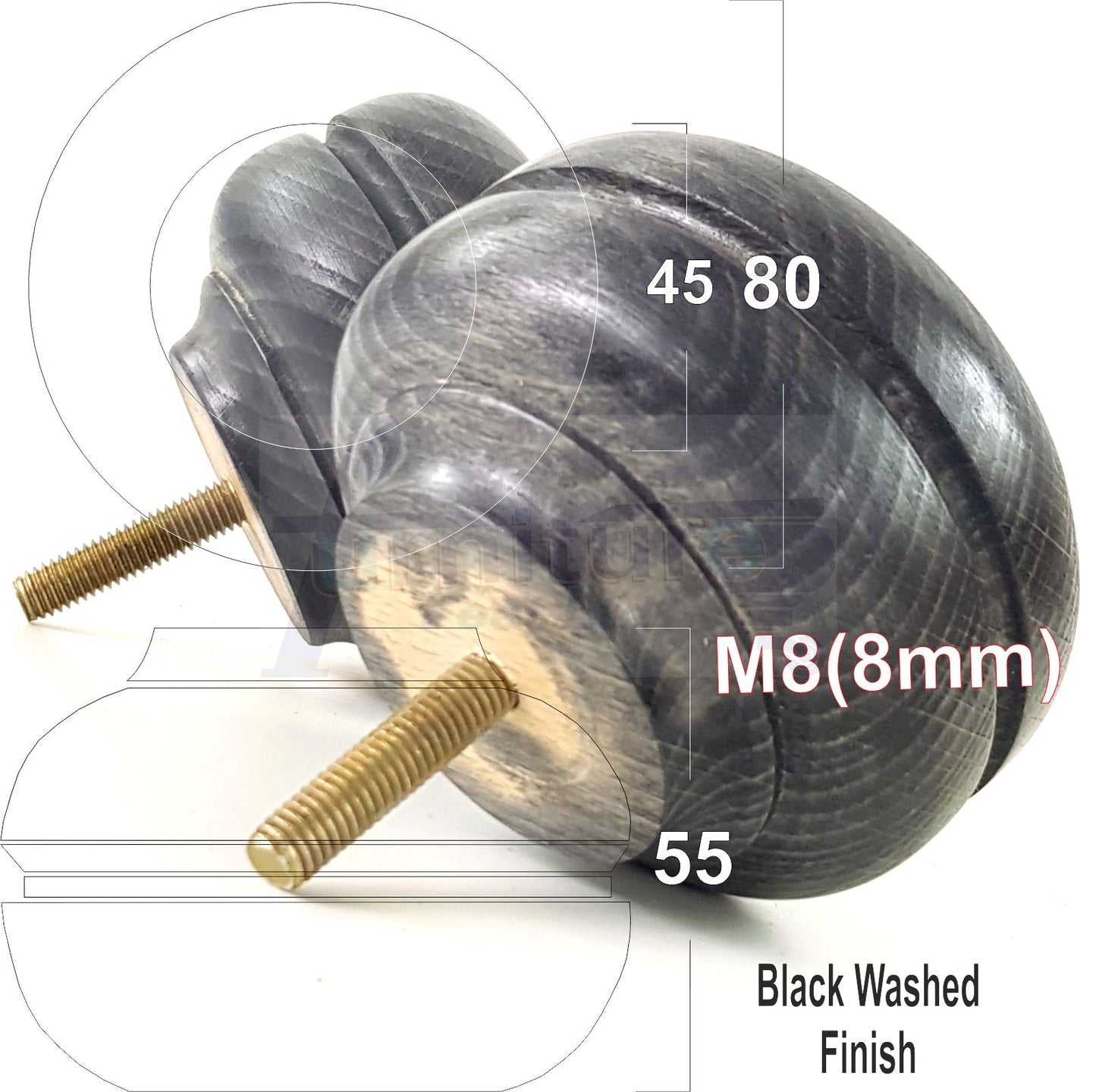 4 Wood Replacment Furniture Legs M8 Sofa Settee Bed Feet 55mm High