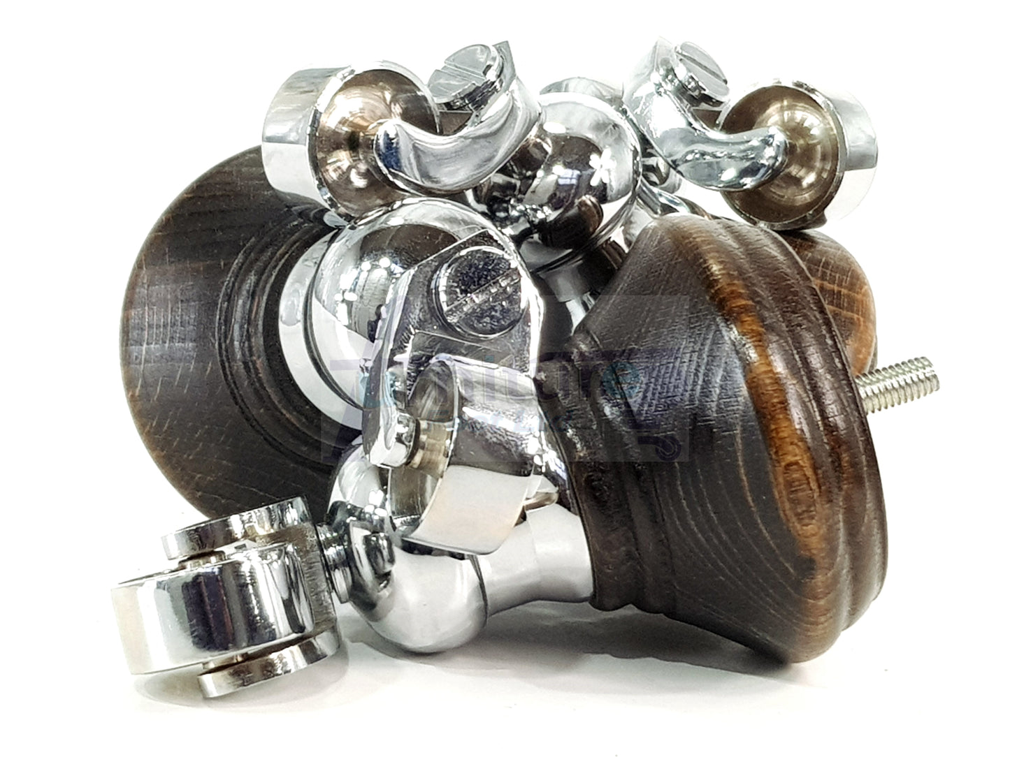 4x Burnt Oak Washed Wooden Furniture Sofa Legs M8 With Castors Replacment Chair Settee Feet 115mm - 125mm High