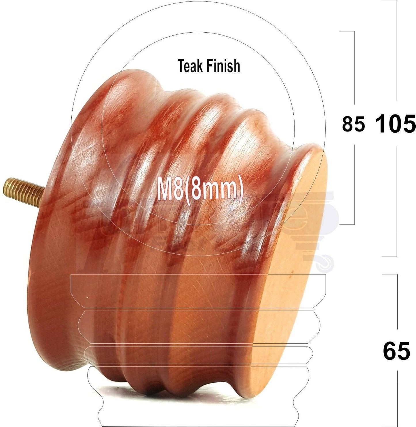 4x Replacement Turned Wooden Furniture Legs 65mm High 8mm Tread