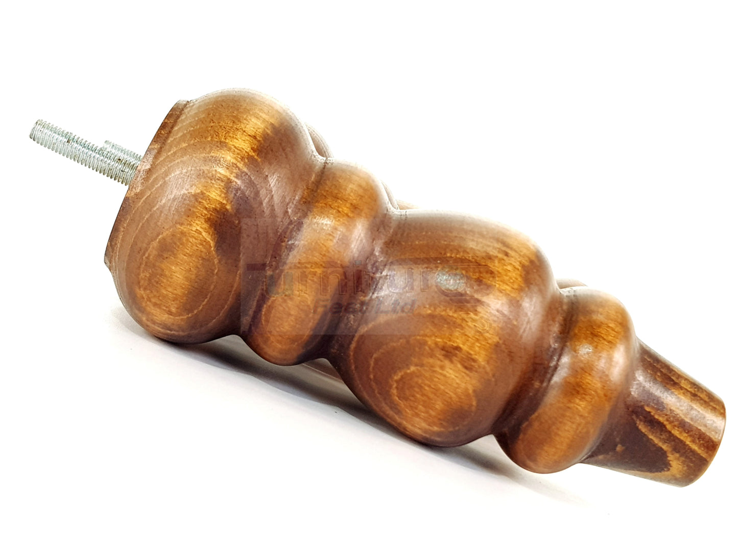 4 Solid Wood Furniture Legs Replacement Turned Feet 200mm High M8(8mm) Thread: Dark Oak Washed