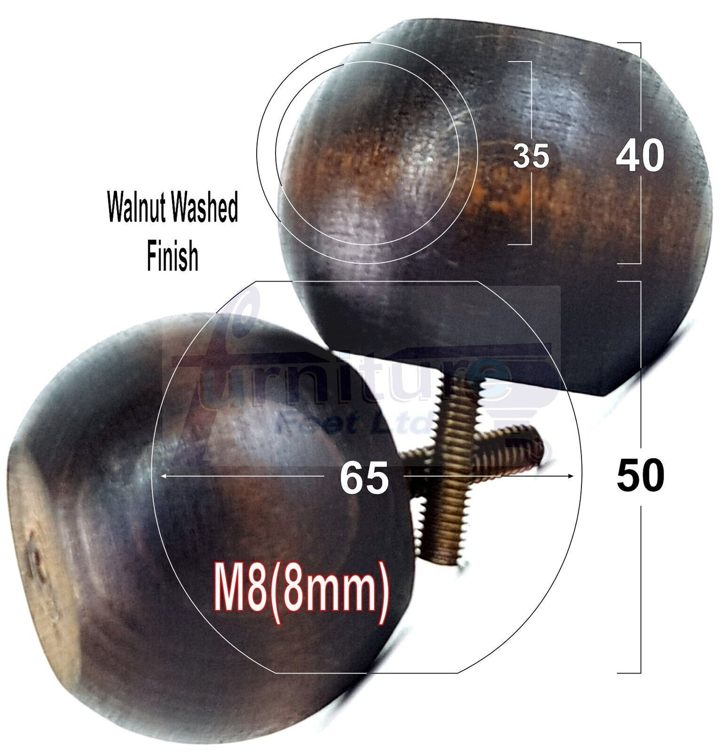 4 Solid Round Wood Turned Furniture Legs Replacement Bun Feet 2 Inches 50mm High Chairs Sofa Beds Settee M8 