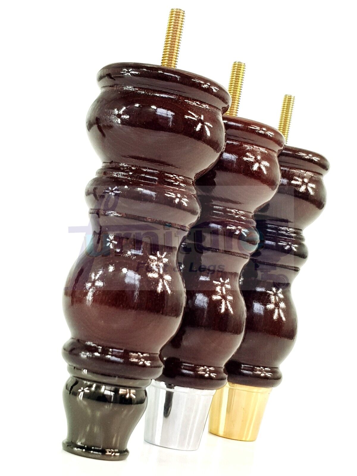 4x Furniture Feet With Slipper Cup 175mm High Legs Mahogany Finish Wood M8 Sofas Chairs Cabinets