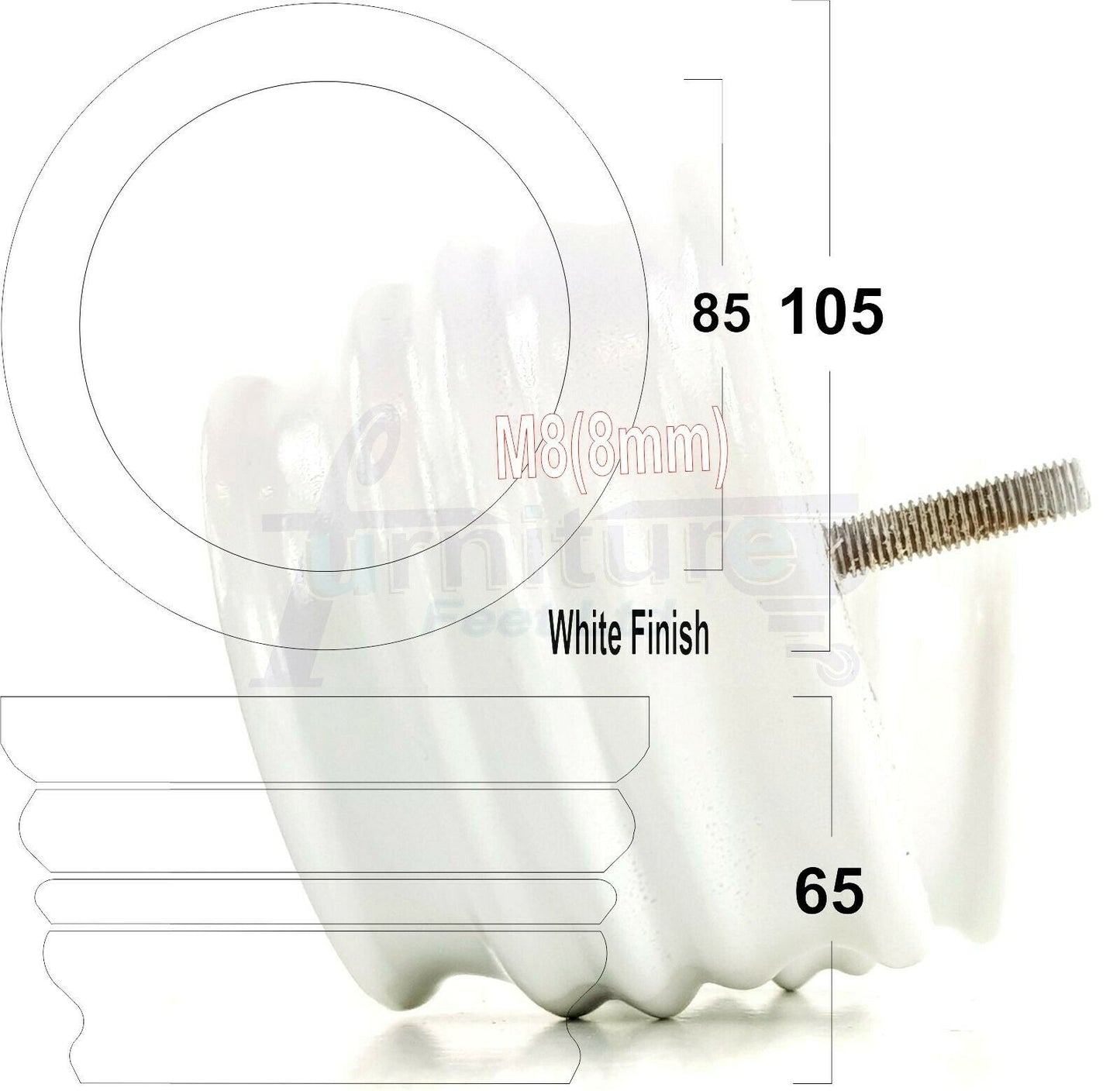 4x Replacement Turned Wooden Furniture Legs 65mm High 8mm Tread