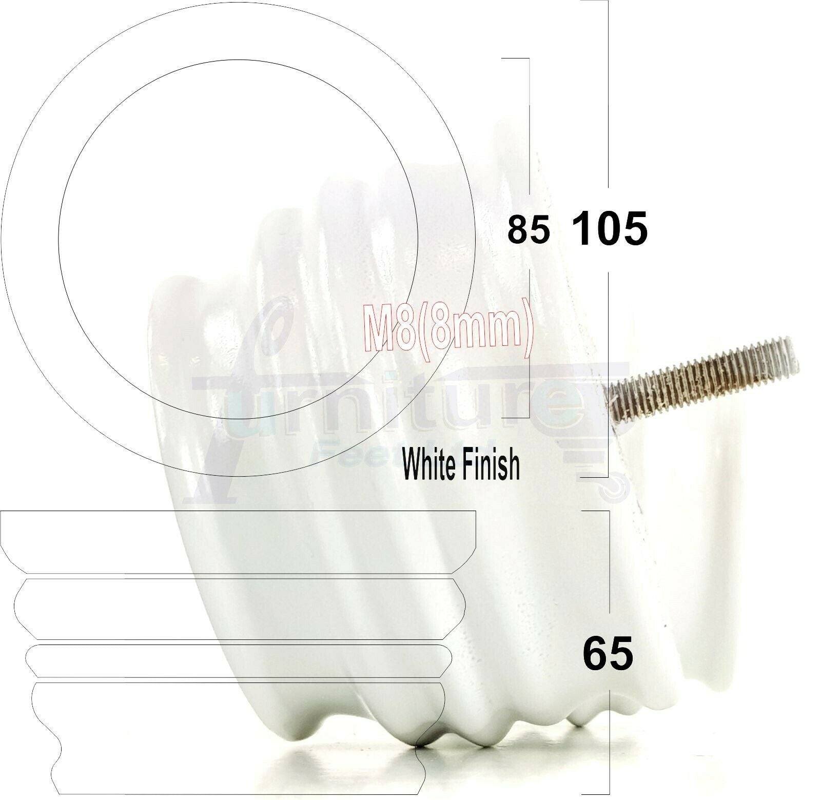 4x Replacement Turned Wooden Furniture Legs 65mm High 8mm Tread