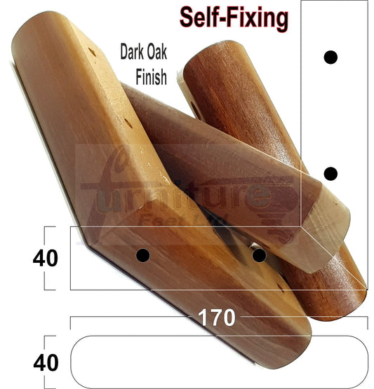 Set Of 4 Wooden Corner Furniture Feet 40mm High Replacement Sofa Chair Legs Self-Fixing: Dark Oak