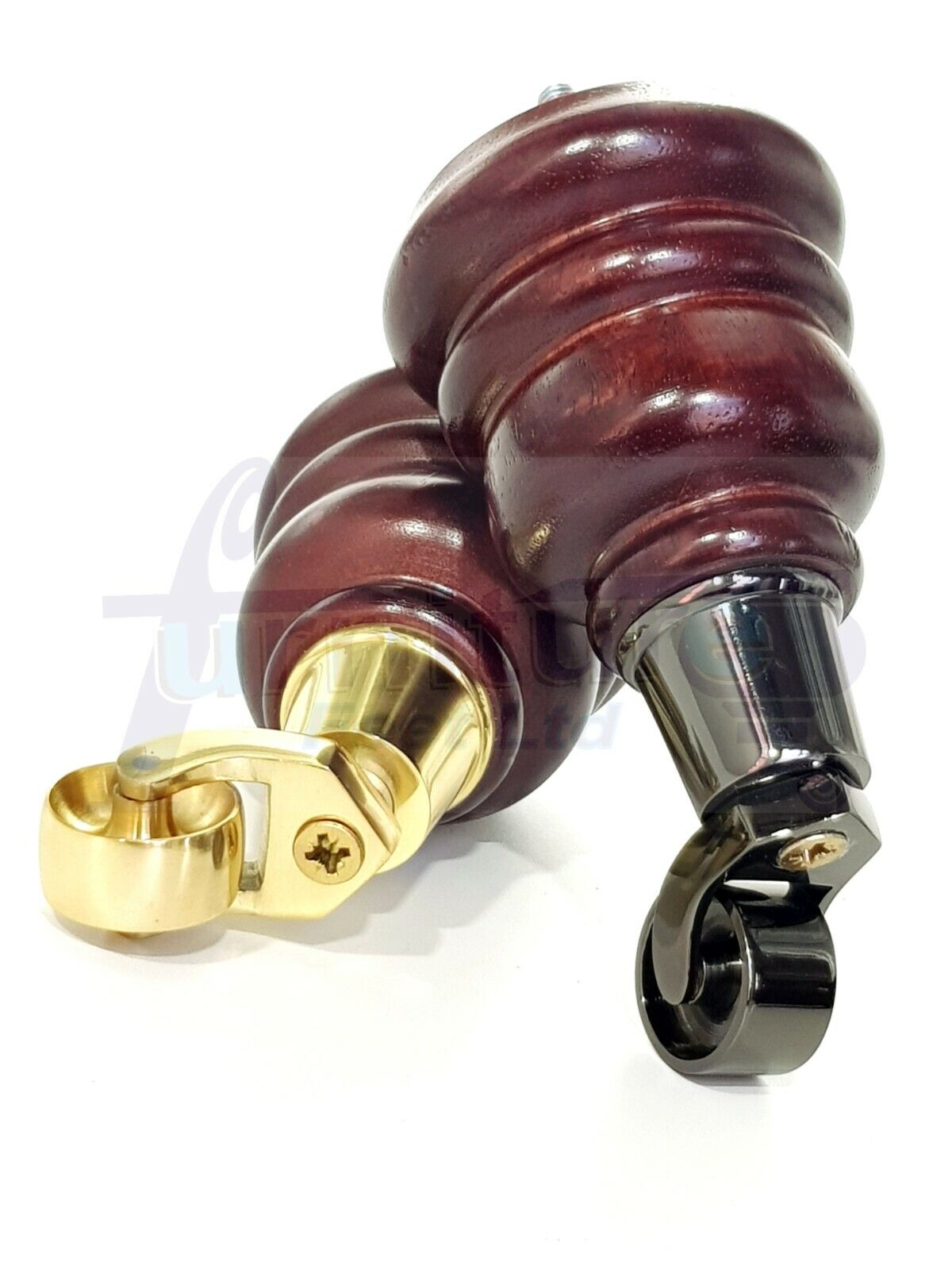 4 Mahogany Turned Wood Furniture Feet With Castors 155mm Legs Sofas Chairs Stools Cabinets Beds M10 6 Inches