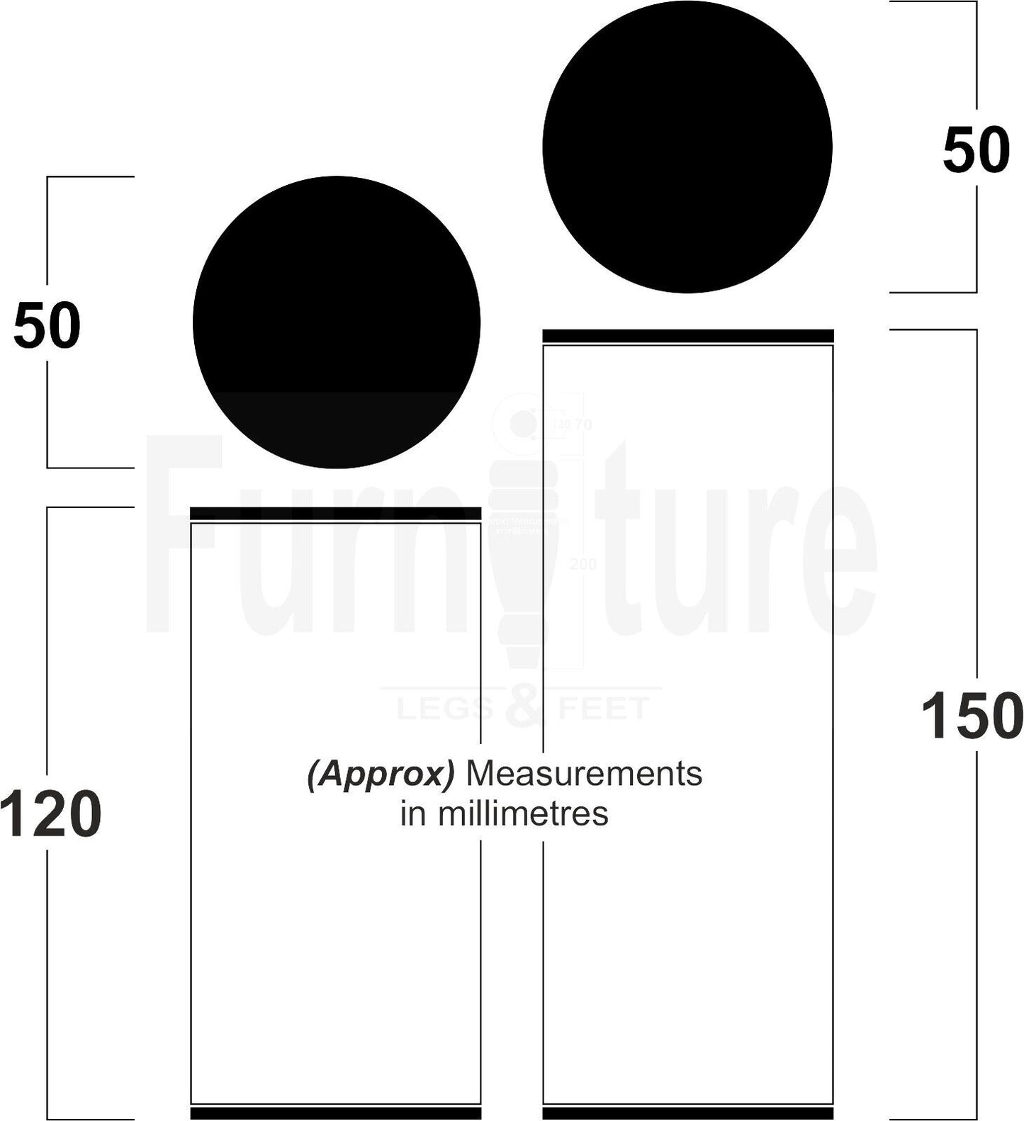 4 Metal Furniture Settee Legs Brass Feet 120mm & 150mm High Sofa Chair Beds M8