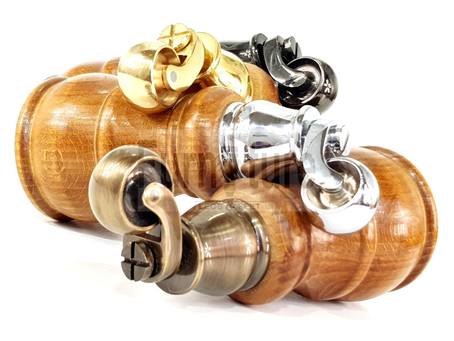 4 Turned Wood Feet Dark Oak Stain Castor Legs Chair Furniture Stools Sofa Chairs M8 160mm 6 Inch High