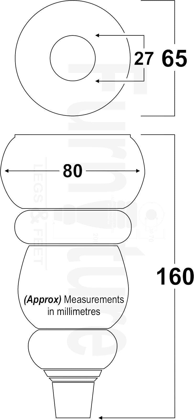 4x Turned M8 Wood Furniture Chair Sofa, Settee Legs Feet Brass Slipper Cup 160mm