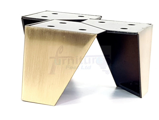 4 Brushed Brass Metal Furniture Legs 60mm High Replacement Cabinet Feet