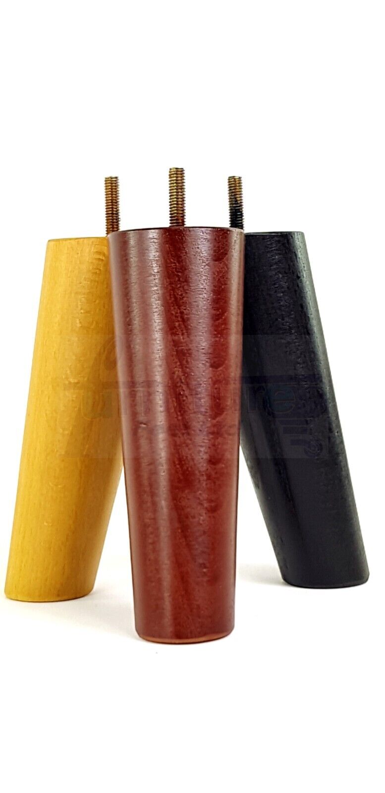 4 Solid Wood Turned Furniture Feet Replacement Mid Centry Angled Retro Legs 180mm High M8 Sofa Chairs Stools Cabinets Beds