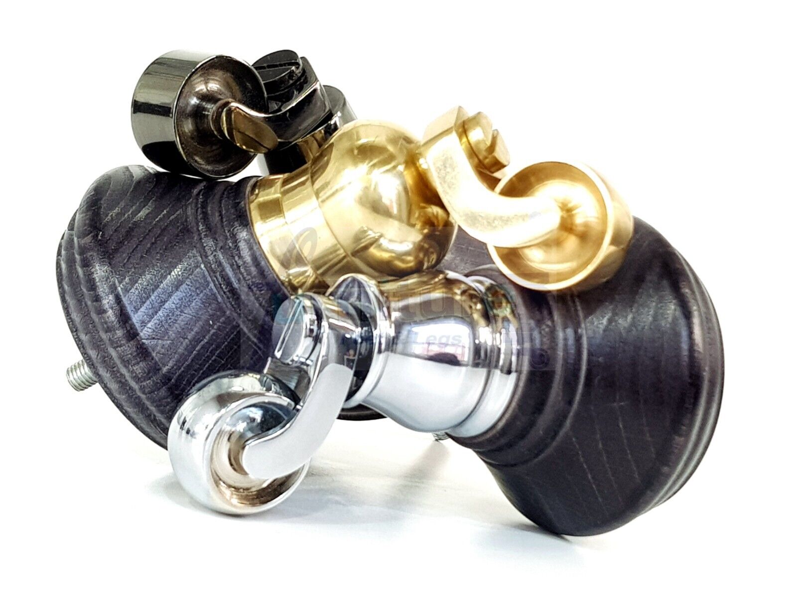 4x Black Stain Wooden Furniture Sofa Legs M8 With Castors Replacment Chair Settee Feet 115mm - 125mm High