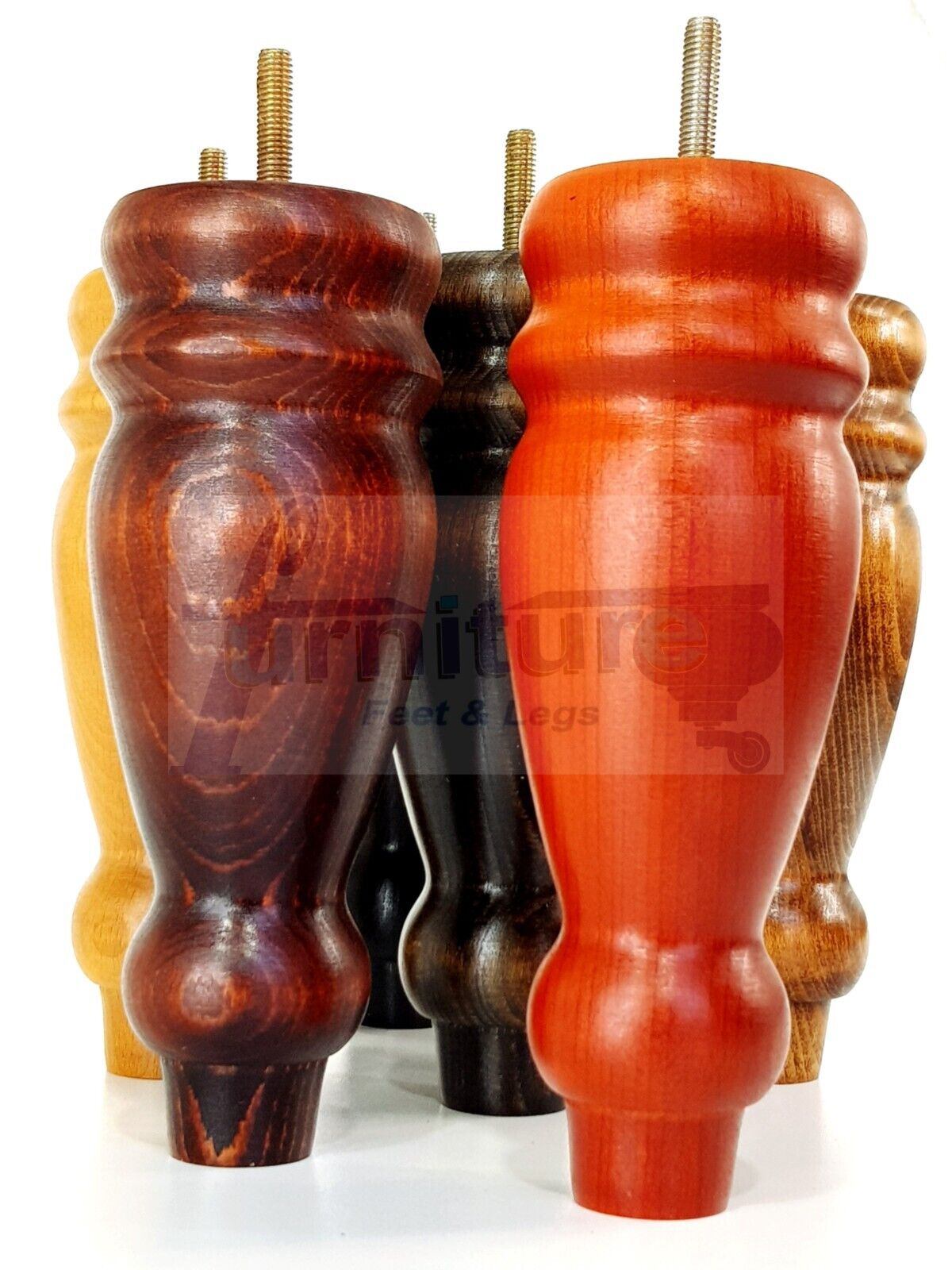 Set Of 4 Turned Furniture Legs Replacement Sofa Feet 200mm High M8 Thread