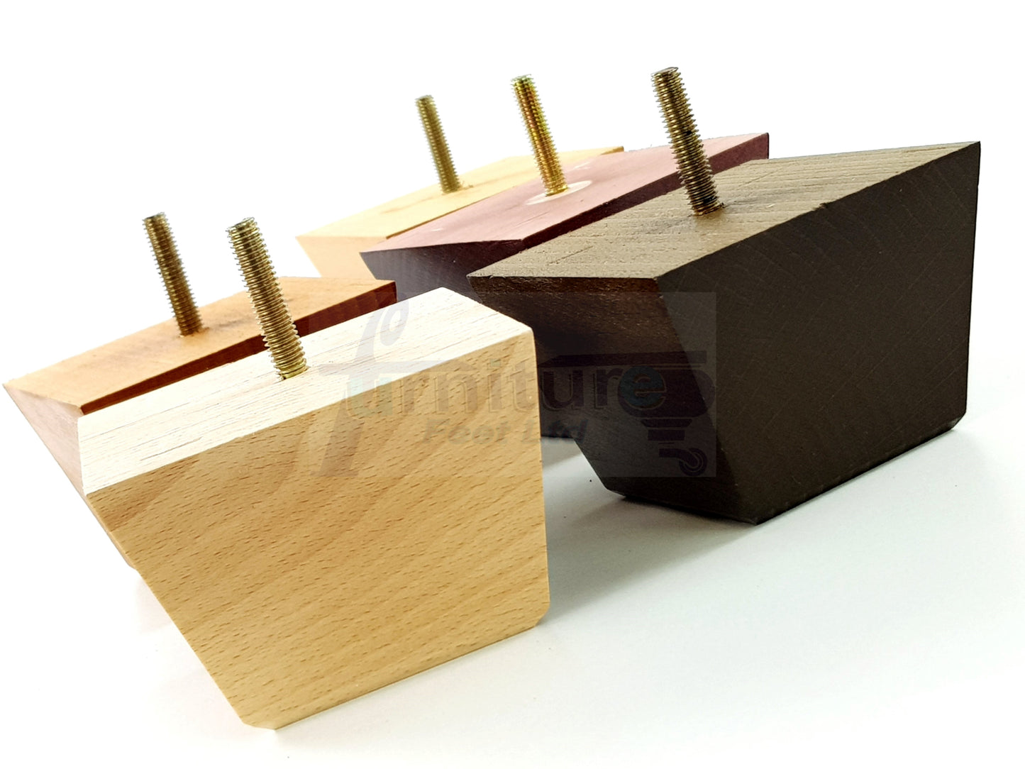 4x Square Wood Sofa Legs 60mm High Replacement Furniture Feet Chairs Cabinets M10 Thread