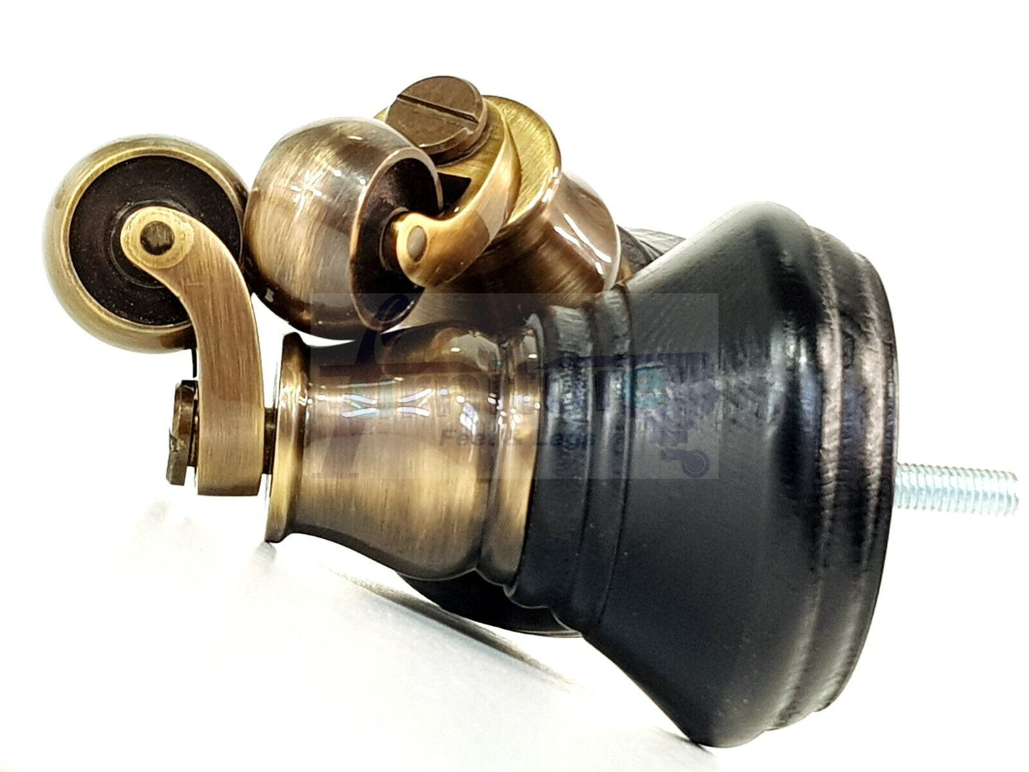 4x Black Wooden Furniture Sofa Legs M8 With Castors Replacment Chair Settee Feet 115mm - 125mm High