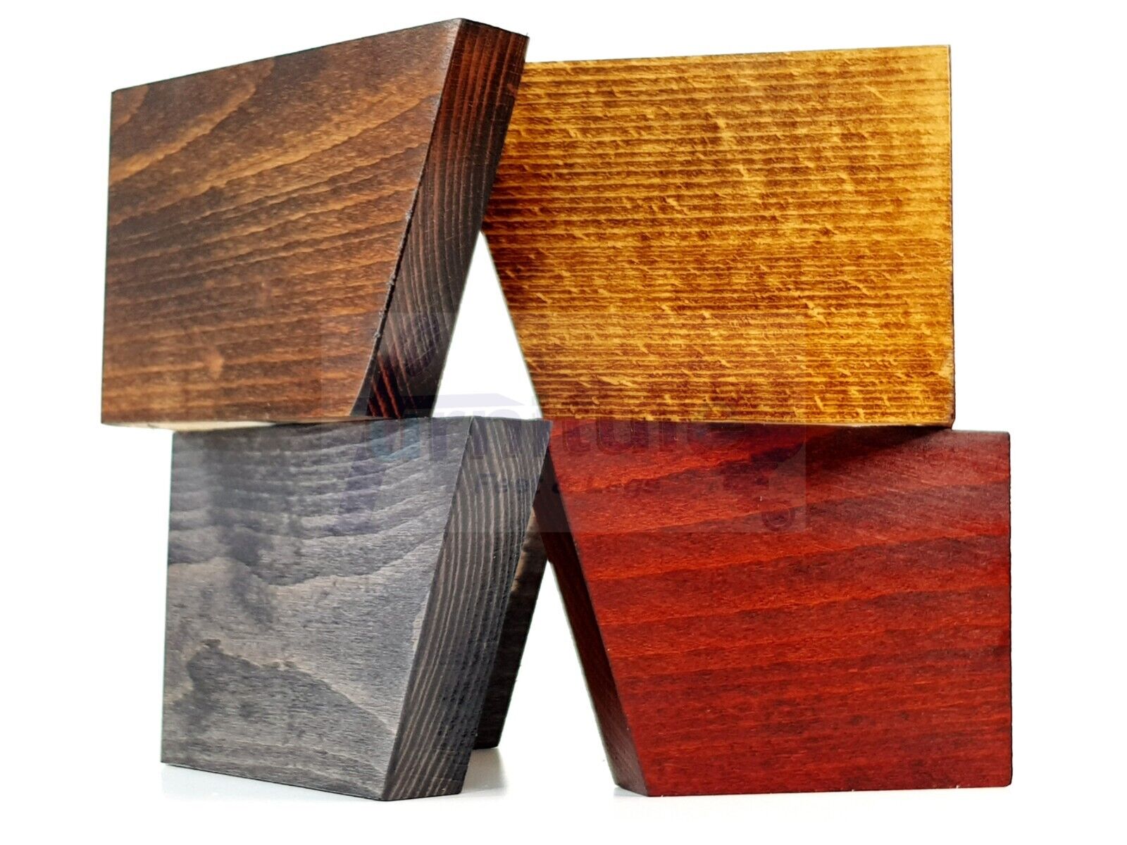 4 Solid Wood Furniture Legs Replacement Corner Feet 95mm High Self-Fixing: Chestnut Wash