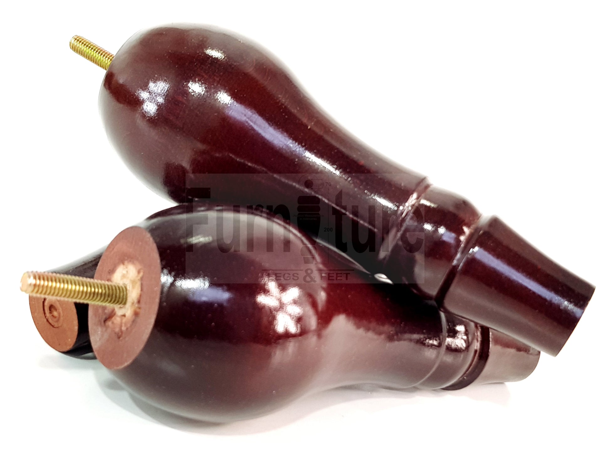 4x Solid Wood Turned Replacement M10 Thread Furniture Legs Sofa Chair Settee Feet 200mm