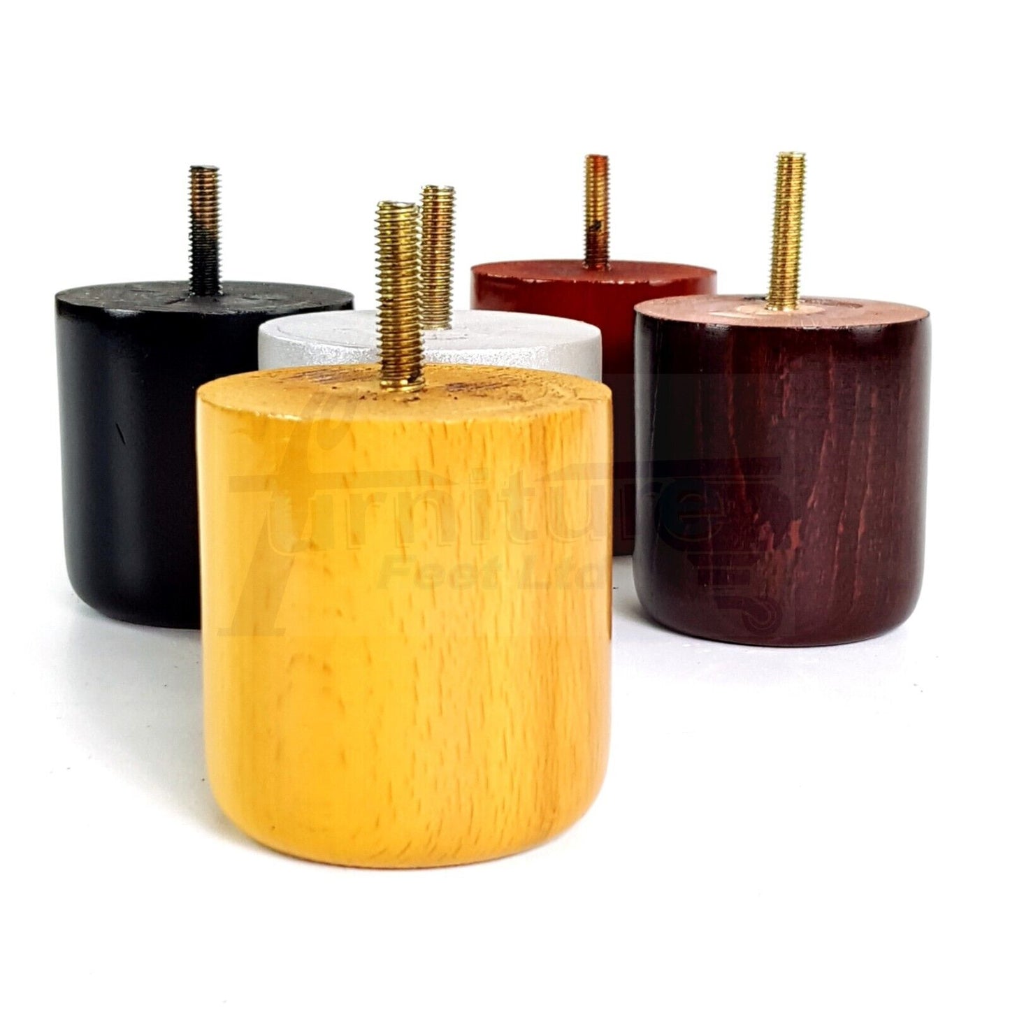 4x Solid Wood Turned Furniture Legs Replacement Bun Feet 70mm High 8mm Thread