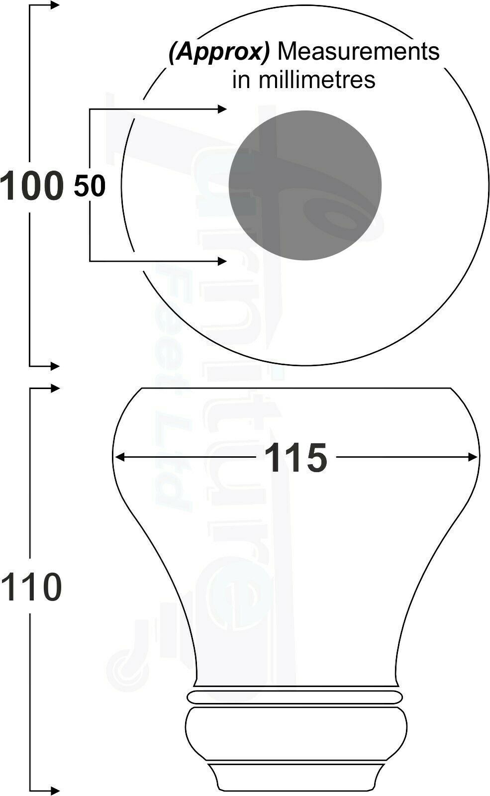4 Grooved Replacement Furniture Bun Feet Multiple Colours Turned Wooden Legs 110mm High Settee Chairs Sofas Footstools Cabinets M8